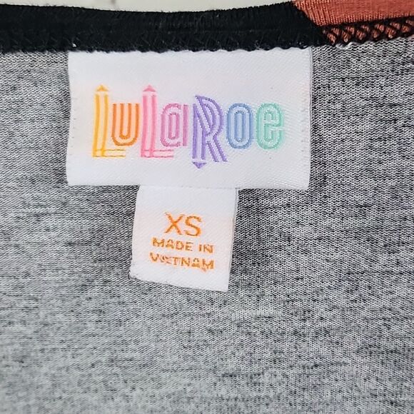 LuLaRoe IRMA Tee Orange Polka Dot High Low Tunic T-Shirt Short Sleeve Knit Top - Picture 3 of 7